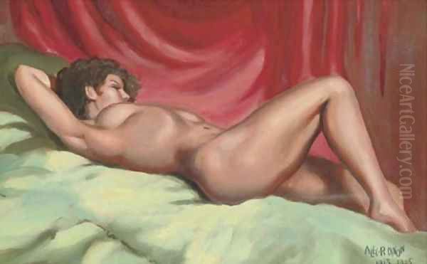 Nude reclining on a couch Oil Painting by Arthur A. Dixon