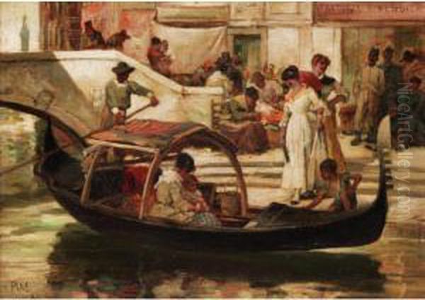 Market Day, Venice Oil Painting by William Henry Pike