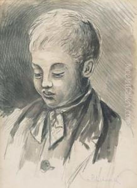 Head Of A Boy Oil Painting by Leopold Pilichowski