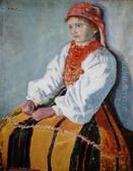 Kobieta W Stroju Ludowym (1904) Oil Painting by Gustaw Pillati