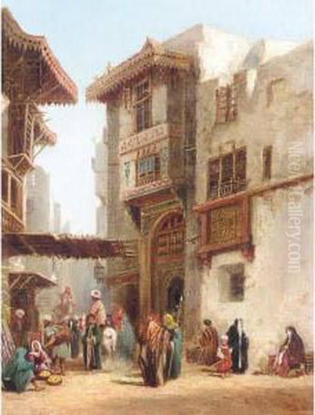 Eastern Town Square Oil Painting by Henry Pilleau