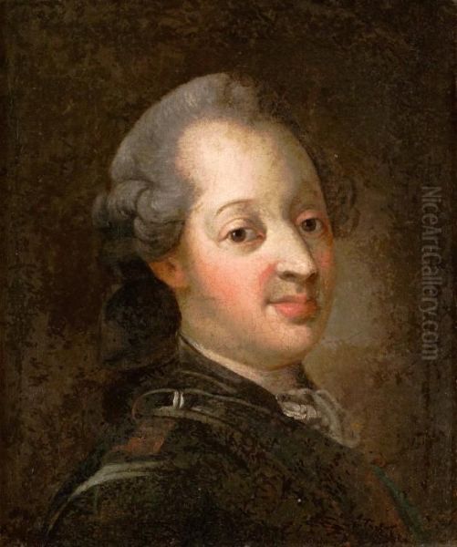 Konung Frederik V Av Danmark (1723-66) Oil Painting by Carl Gustav Pilo