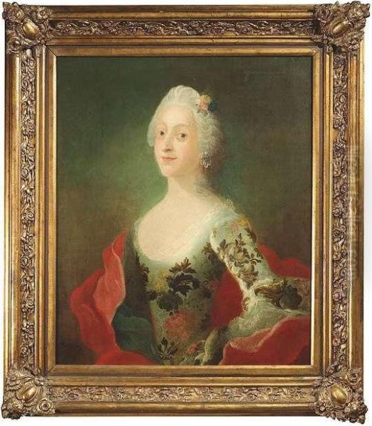 Portrait Of Louisa, Queen Of Denmark Oil Painting by Carl Gustav Pilo