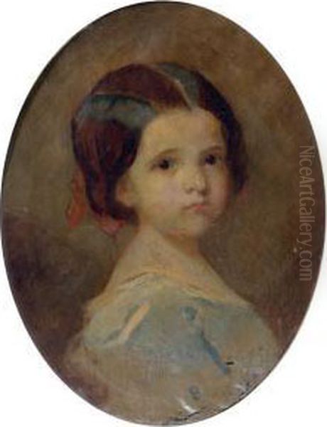 Portrait De Fillette Oil Painting by Isidore Alexandre Augustin Pils