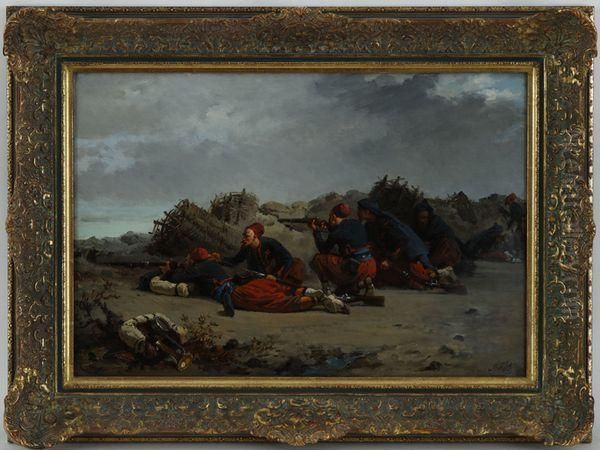 Scene De
Combat Oil Painting by Isidore Alexandre Augustin Pils