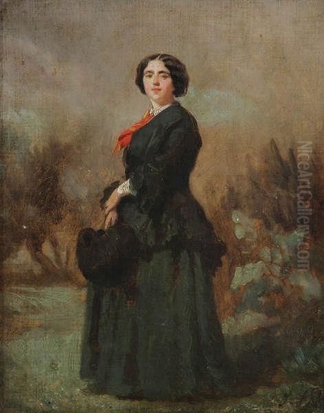 Edeldame In Park Oil Painting by Isidore Alexandre Augustin Pils