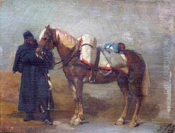 Militaire Et Sa Monture. Oil Painting by Isidore Alexandre Augustin Pils