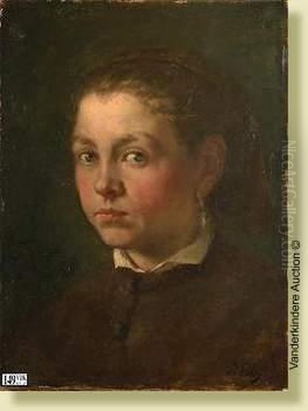 Portrait De Fillette Oil Painting by Isidore Alexandre Augustin Pils