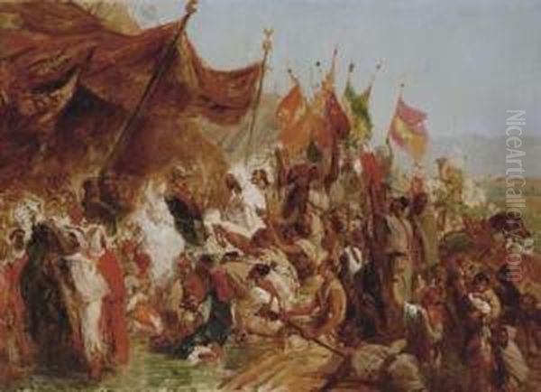 A Large Oil Study For La Fete Donnee Oil Painting by Isidore Alexandre Augustin Pils