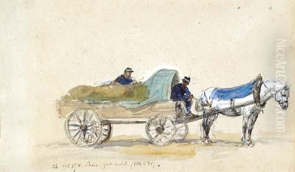 Soldiers In A Horsedrawn Carriage Oil Painting by Isidore Alexandre Augustin Pils