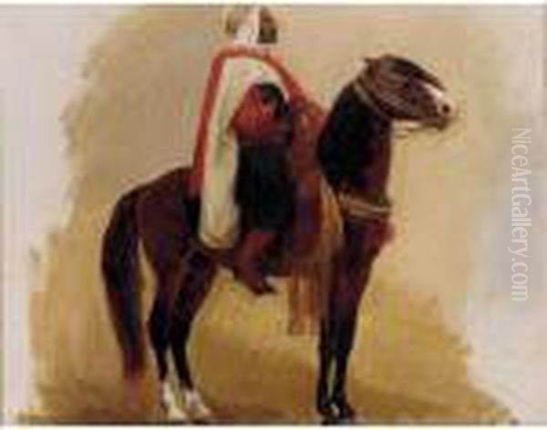 Arab Chief On Horseback Oil Painting by Isidore Alexandre Augustin Pils