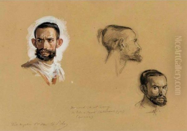 Studies Of Mohamed Oil Painting by Isidore Alexandre Augustin Pils