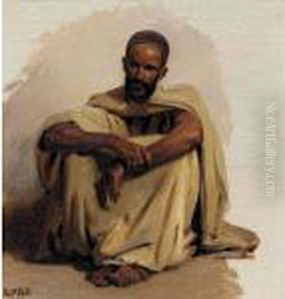 Seated Arab Oil Painting by Isidore Alexandre Augustin Pils