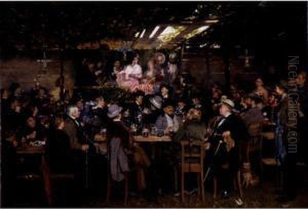 In The Bavarian Beergarden Oil Painting by Otto Piltz