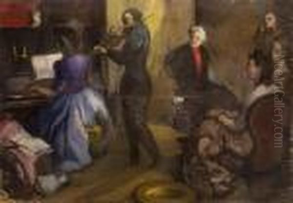 Concierto Oil Painting by Ignacio Pinazo Camarlench