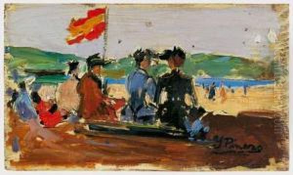 Sur Une Plage Espagnole Oil Painting by Ignacio Pinazo Camarlench