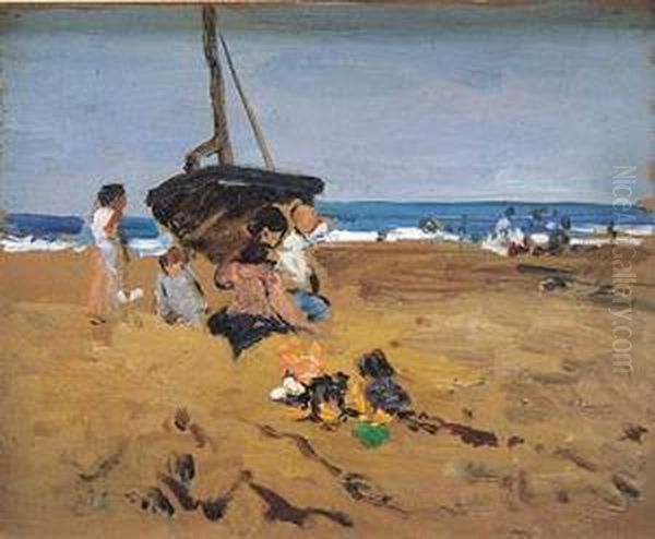 Playa Oil Painting by Ignacio Pinazo Camarlench