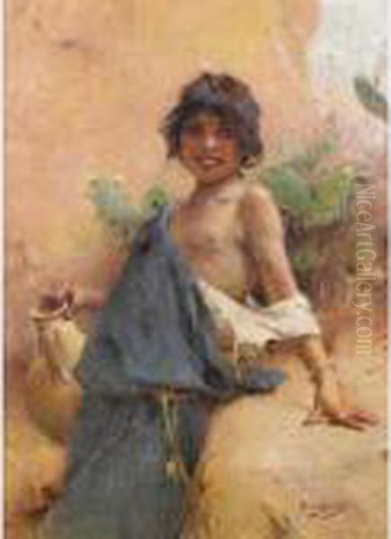 La Jeune Tunisienne Oil Painting by Auguste Emile Pinchart