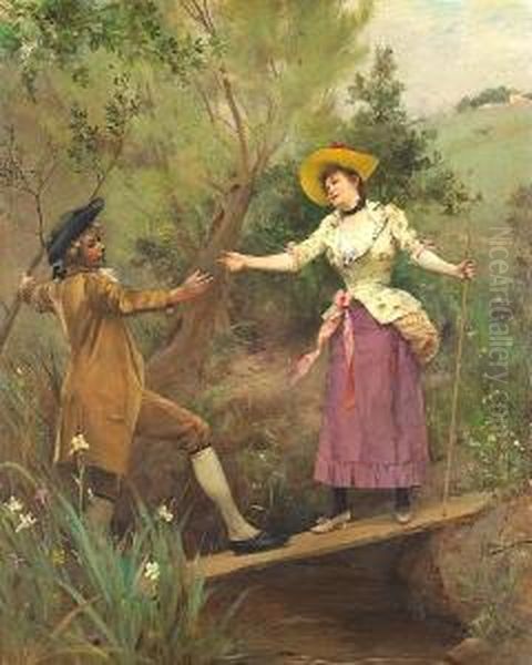 The Helping Hand Oil Painting by Auguste Emile Pinchart