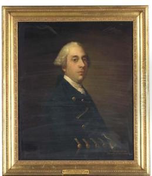 Portrait Of John Coope, Half-length, In Blue Uniform Oil Painting by Robert Edge Pine