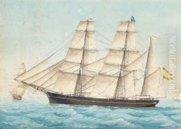 The Spanish Polacca-barque Oil Painting by Jose Pineda Guerra