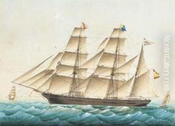 The Spanish Three-masted Barque Anibal Oil Painting by Jose Pineda Guerra