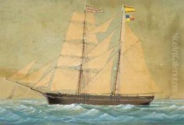 The Spanish Polacra-schooner Francisqueta Oil Painting by Jose Pineda Guerra