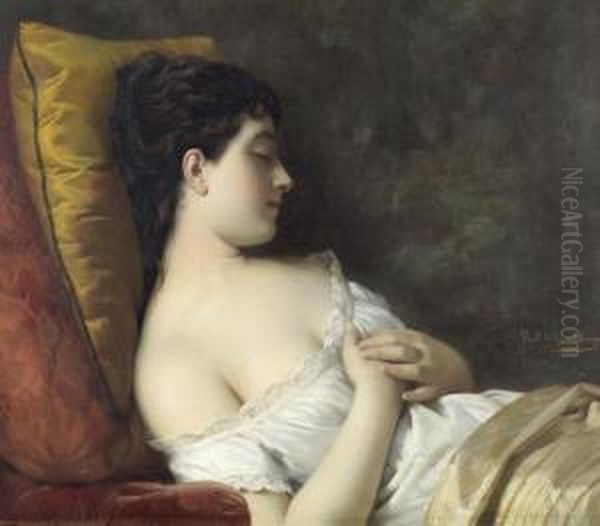 Sleeping Beauty. Oil Painting by Louis-Emile Pinel De Grandchamp