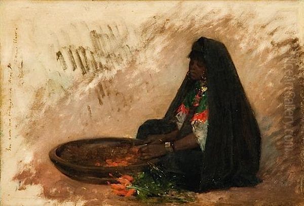 La Marchande De Legumes Oil Painting by Gustave Nicolas Pinel