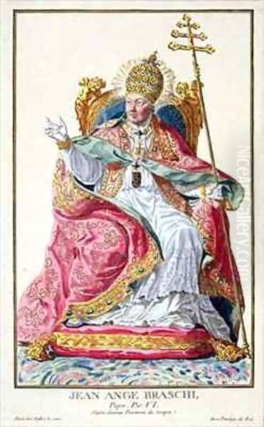 Pope Pius VI 1717-99 Oil Painting by Pierre Duflos