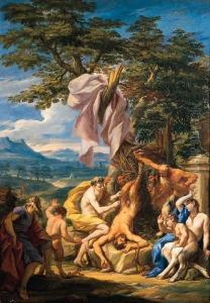 Apollo E Marsia Oil Painting by Paolo Girolamo Piola