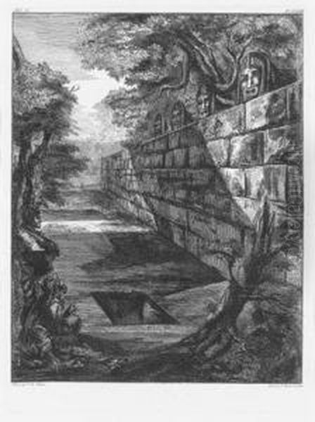 Mauer Mit Tragischen Masken In Pompeji Oil Painting by Giovanni Battista Piranesi