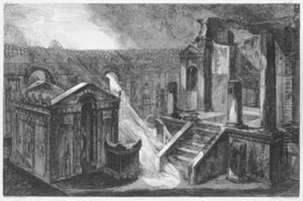 Isis-heiligtum Und Trichinium In Pompeji Oil Painting by Giovanni Battista Piranesi