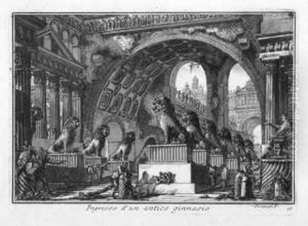 Ingresso D'un Antico Ginnasio Oil Painting by Giovanni Battista Piranesi