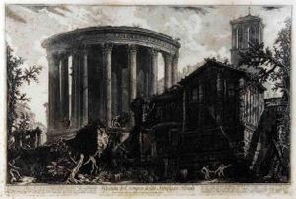 Veduta Del Tempio Della Sibilla In Tivoli Oil Painting by Giovanni Battista Piranesi