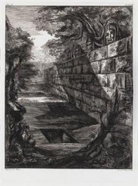 Mauer Mit Tragischen Masken In Pompeji Oil Painting by Giovanni Battista Piranesi