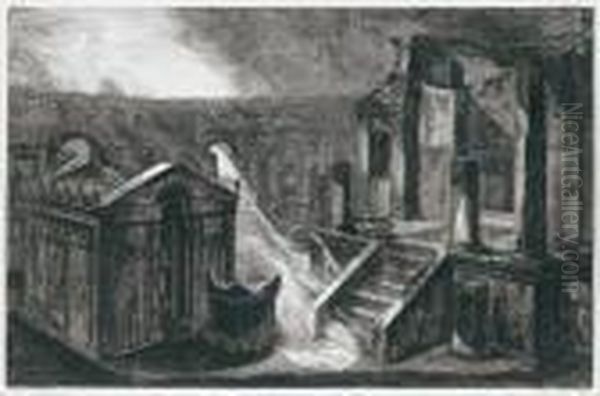 Isis-heiligtum Und Trichinium In Pompeji Oil Painting by Giovanni Battista Piranesi