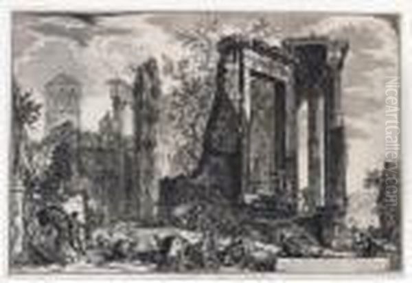 Altra Veduta Del Tempio Della Sibilla In Tivoli Oil Painting by Giovanni Battista Piranesi