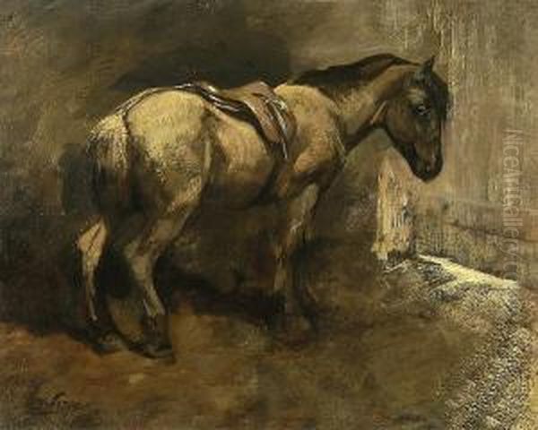 Pony In A Stable Oil Painting by George Pirie