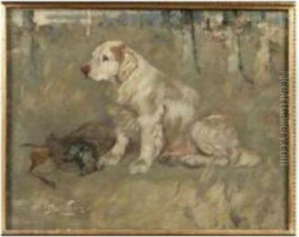 Clumber Spaniel With Pheasant by George Pirie