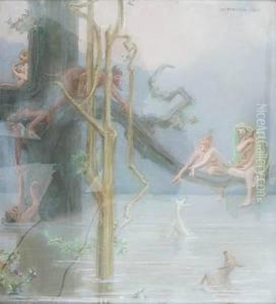 After The Floods. 1922. 53 X 48,3 Cm Oil Painting by Maximilian Pirner