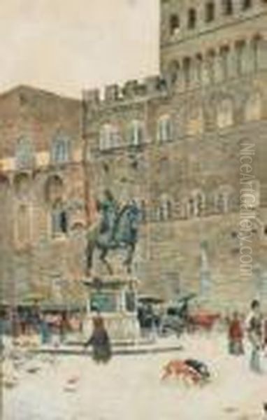 Piazza Pitti, Florence Oil Painting by Alberto Pisa