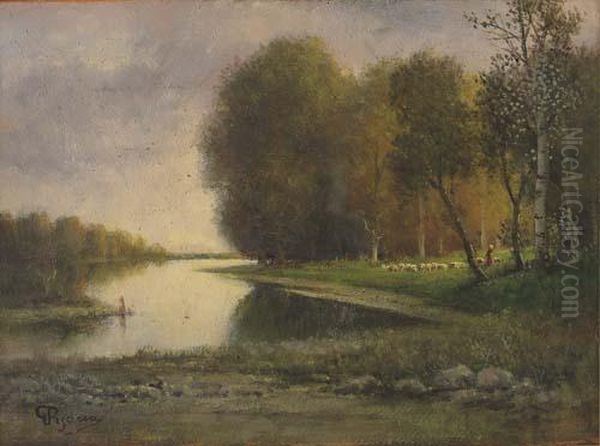 Gregge Lungo Il Fiume Oil Painting by Giovanni Pisano