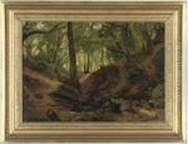 A Shaded Spot; And A Woodland Pool Oil Painting by Anthonie Sminck Pitloo