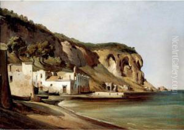 View Of The Italian Coast Near Posillipo, Naples Oil Painting by Anthonie Sminck Pitloo