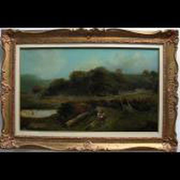 Couple Resting By Fallen Tree Oil Painting by William Pitt