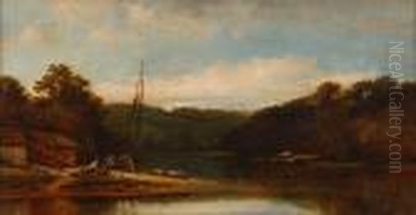 A Creek Of The Fal, Cornwall Oil Painting by William Pitt