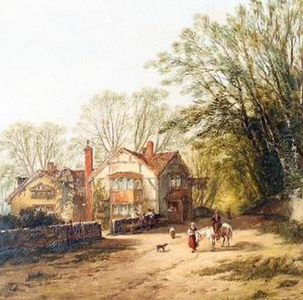 A Country Inn Oil Painting by William Pitt