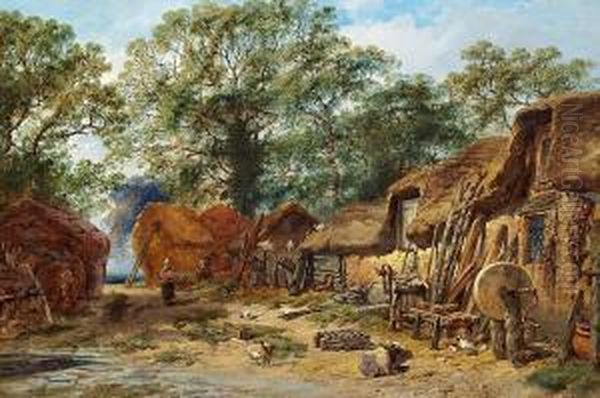 Back On A Old Farmhouse, Stoborough Near Wareham, Dorset Oil Painting by William Pitt