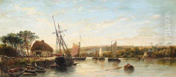 On The Salcombe River, Devon Oil Painting by William Pitt